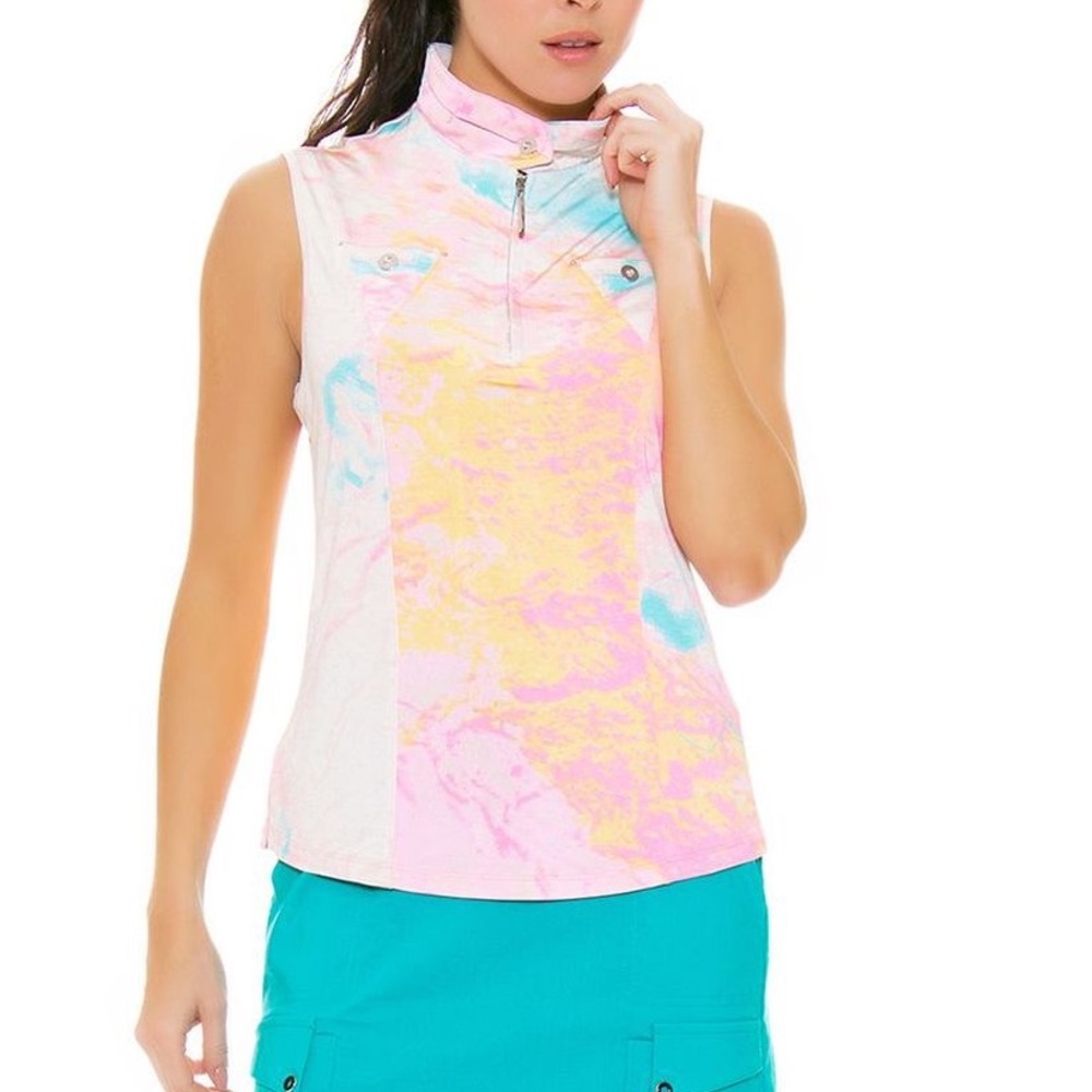 Jamie Sadock Printed Sleeveless Golf shirt